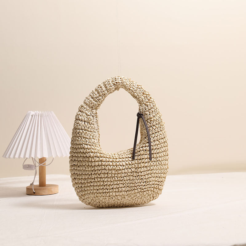 Solid Color Hand Carrying Straw Bag Niche Tassel Hand Carrying Straw Bag Woven Bag Women Seaside Vacation Beach Bag Bella Mia
