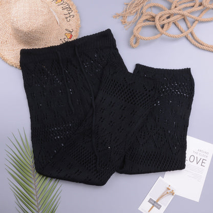 Sexy Women Nightclub Hollow Out Cutout Knitted Trousers Crocheted Beach Pants