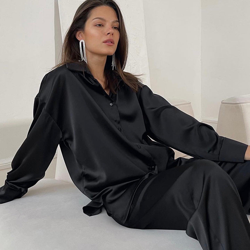 Autumn Loose Casual Home Wear Women Long Sleeved Trousers Cardigan Pajamas Bella Mia