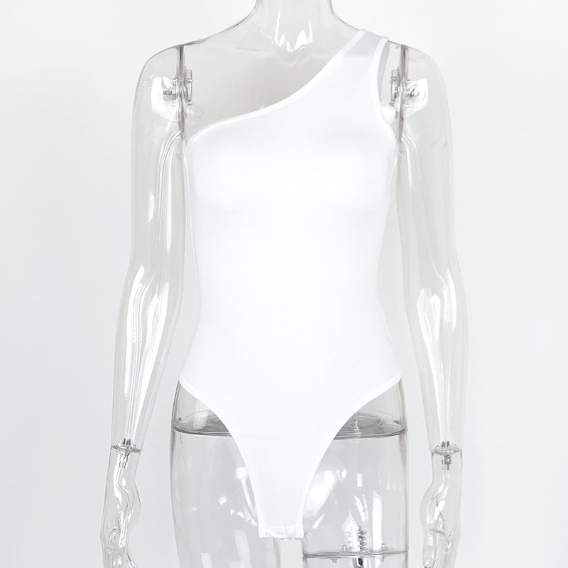 Summer Women Clothing Sexy One-Shoulder Onesie Slim Fit Backless Sleeveless Diagonal Collar Top Bella Mia
