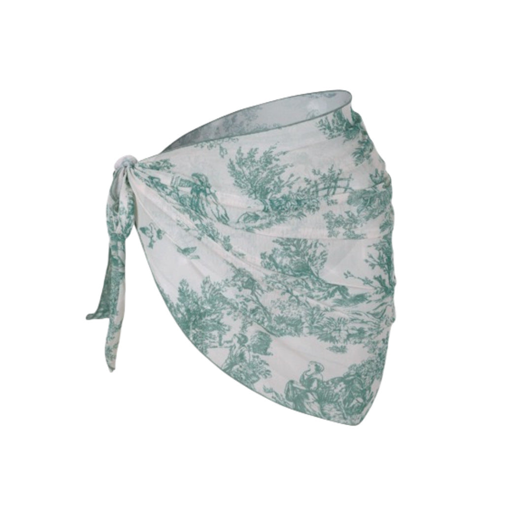 Printed Bikini Three Piece Gauze Skirt Split Sexy Vacation Bikini Swimsuit Bella Mia