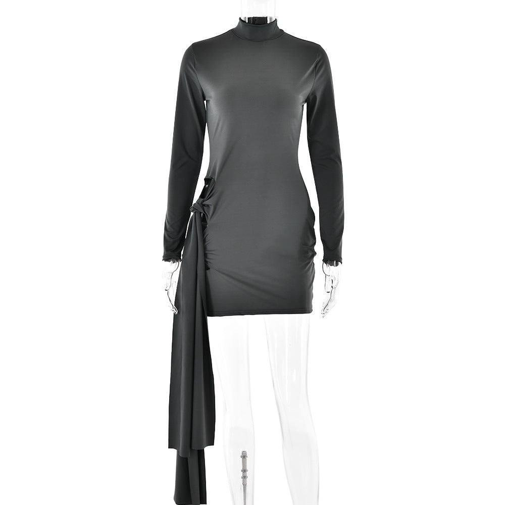 Spring Arrival Dress Sexy Round Neck Long Sleeve Slim Fit Hip Wrapped Short Dress Women Bella Mia