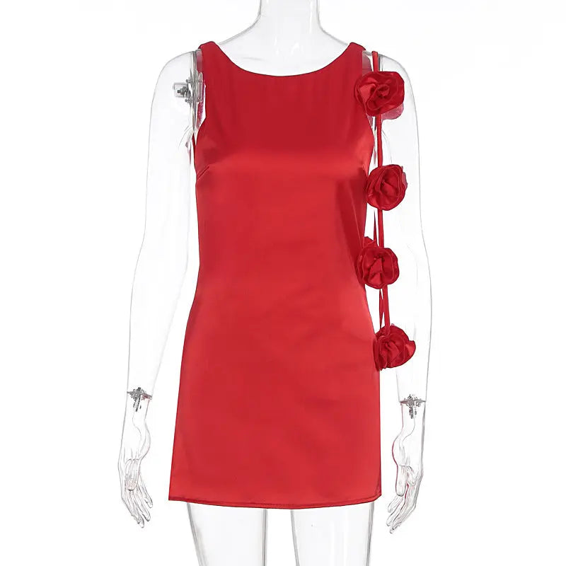 Womens Sleeveless Bodycon Dress With 3D Floral Decoration For Summer Party Bella Mia