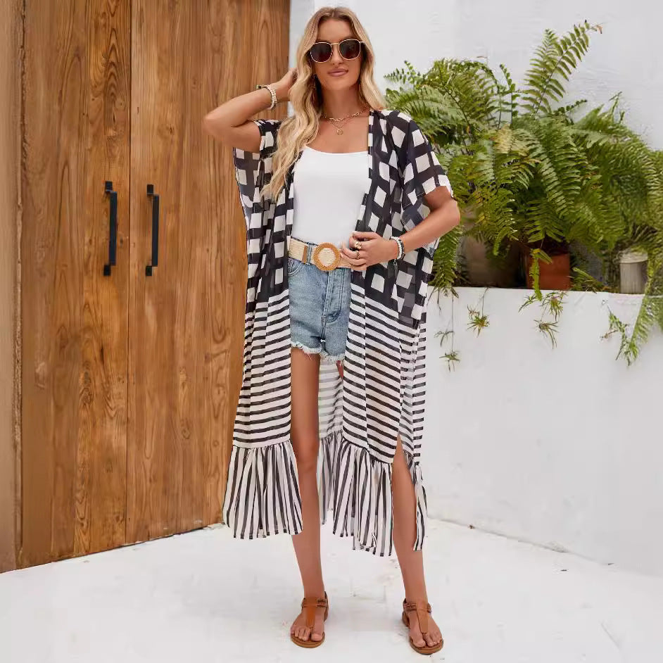 Overseas Travel Vacation Blouse Sun Protection Long Shawl Thin Spring Summer Women Cardigan Bella Mia