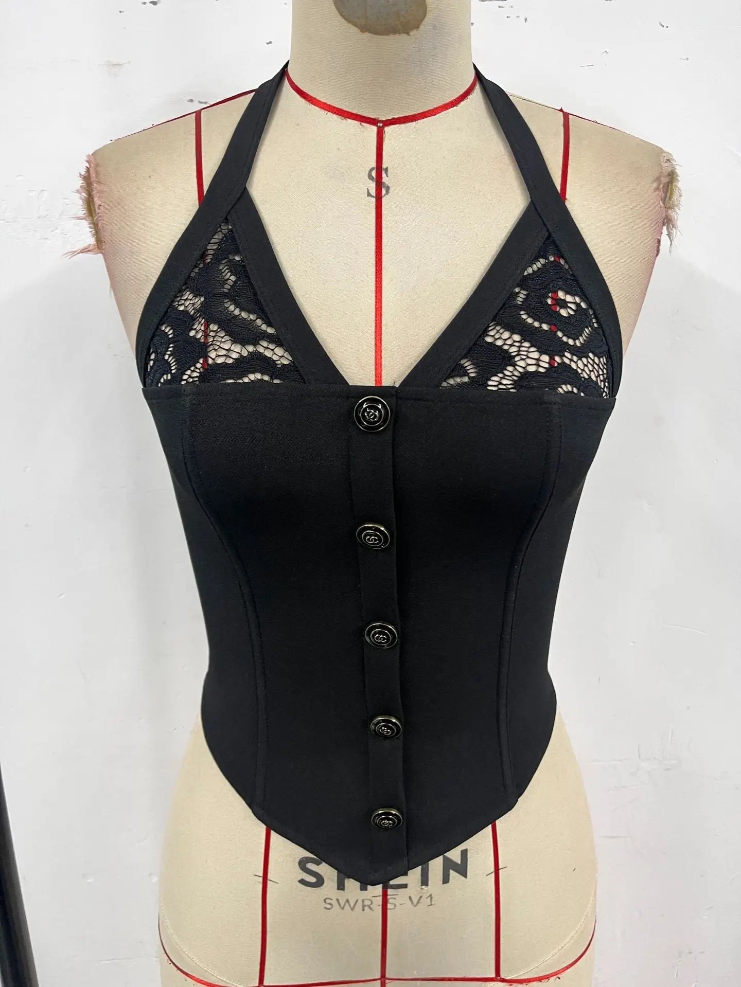 Celebrity Women Clothing French Halter Lace up Backless Boning Corset Vest Bella Mia