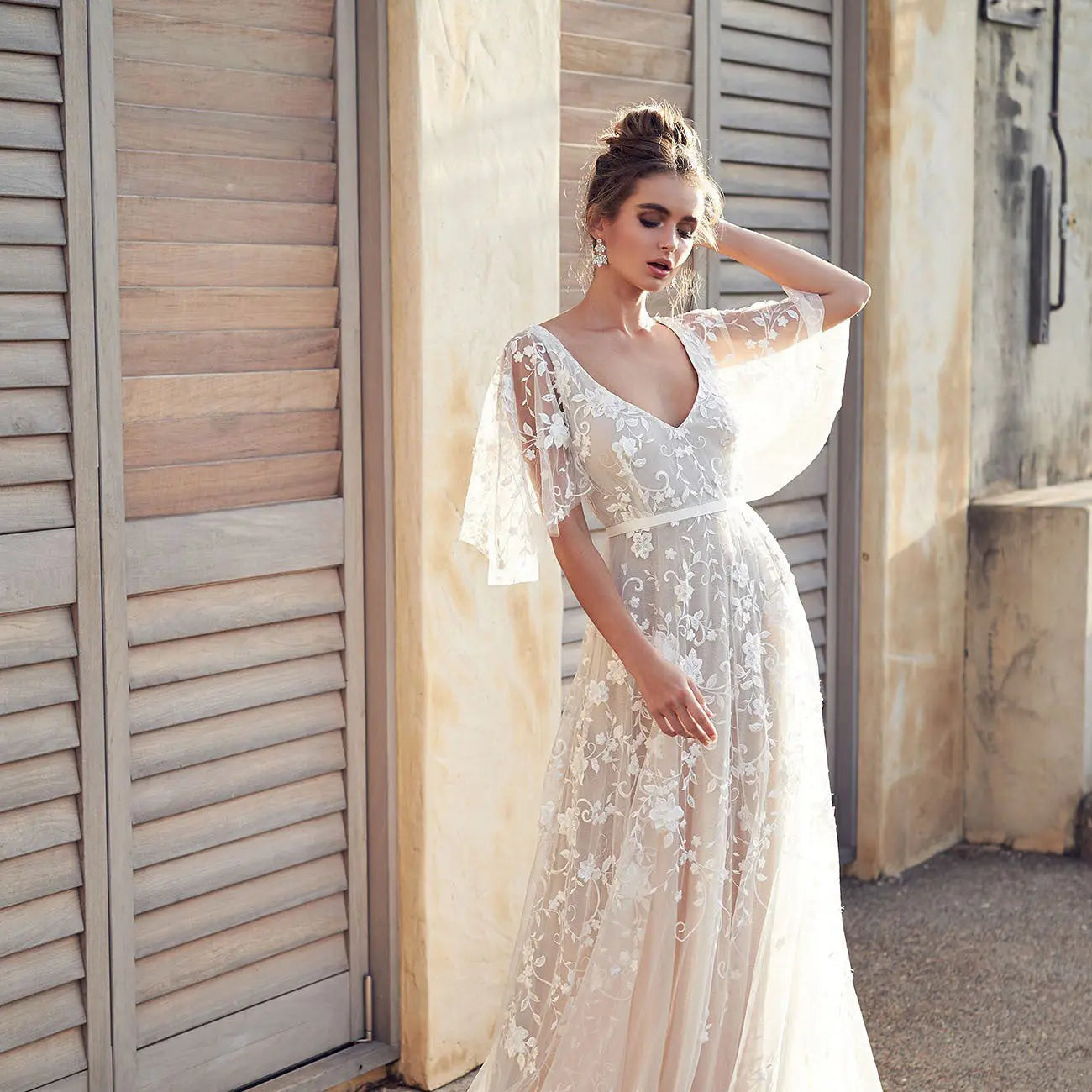 Women Fall Dress Sexy Lace V neck Backless Dress Bella Mia