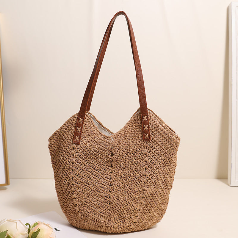 Shoulder Cotton Thread Woven Bag Casual Straw Bag Vacation Beach Bag All Matching Niche Women Bag Bella Mia