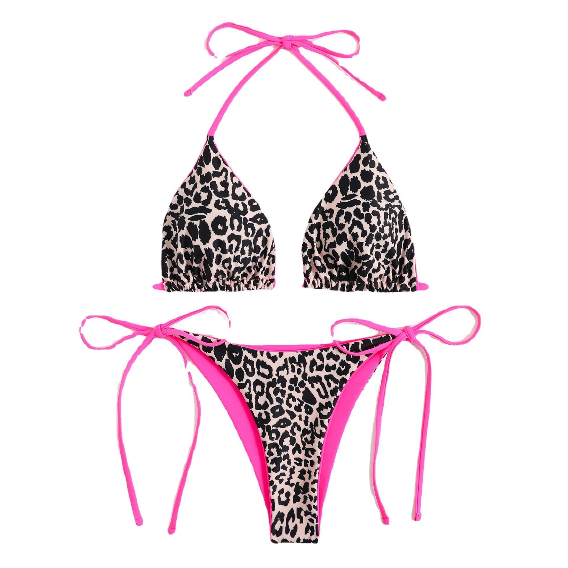 Printing Lady Sexy Lace Up Triangle Split Bikini Swimsuit Bella Mia