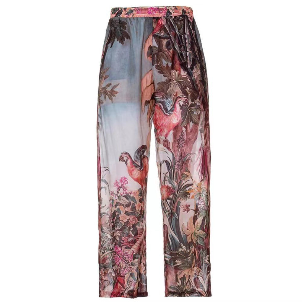 Spring One Piece Swimsuit Sexy Print Mesh High Waist Trousers Bikini Bella Mia