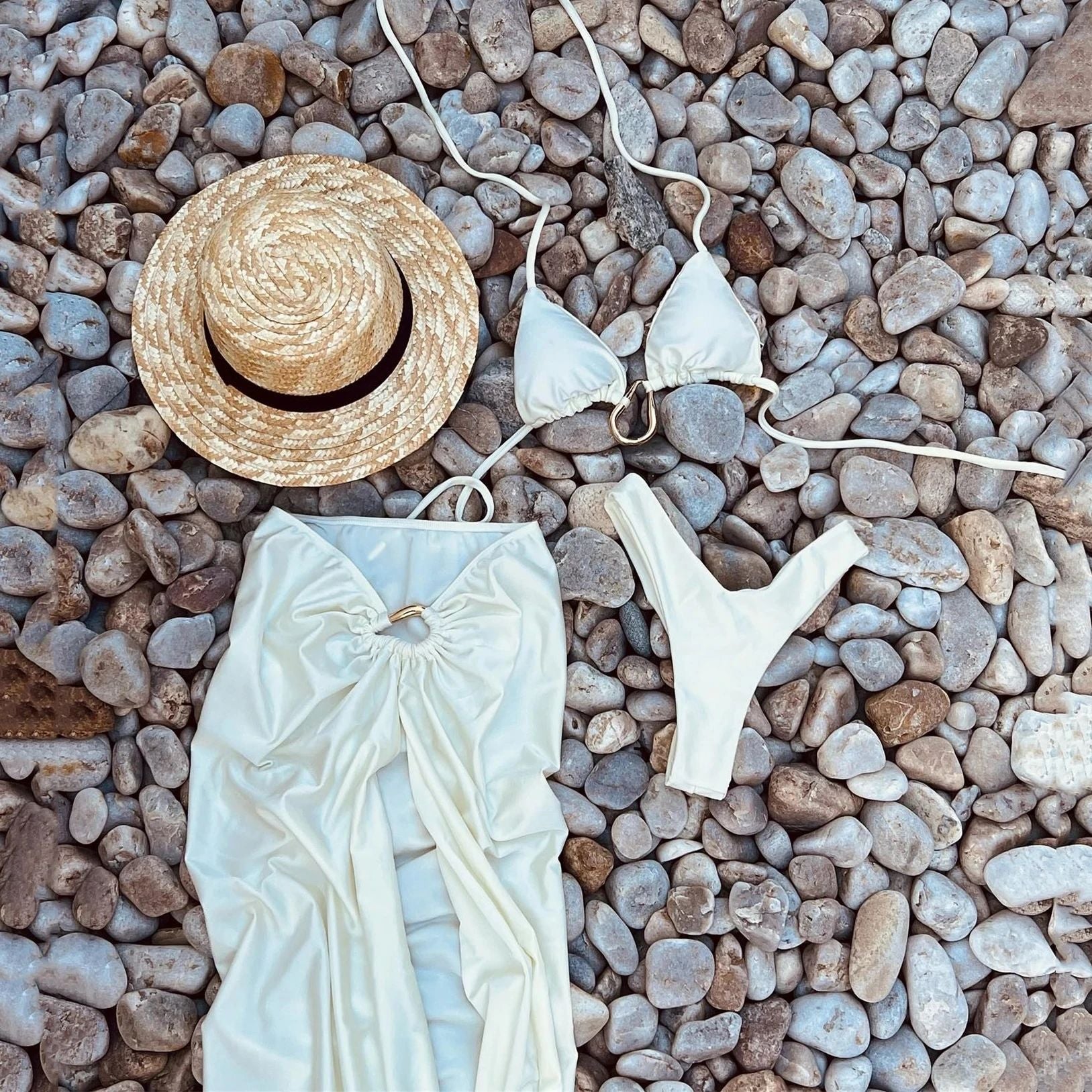 Bikini Drawstring Banded Bikini Three Piece Swimsuit Women Split High Cut Triangle Swimsuit Bella Mia