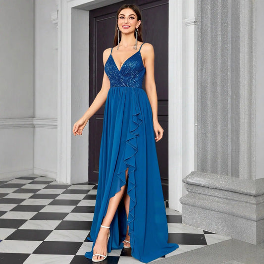 Camisole Tube Top Evening Dress Slim Slit Ruffled Ball Dress Draping Dress Bella Mia