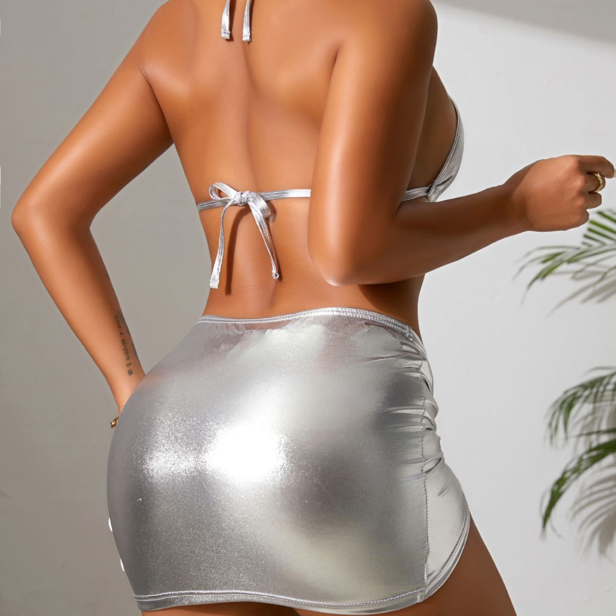 Sexy Sling Sheath Lace Up Swimsuit Women Bronzing Bikini Three Piece Swimsuit Bella Mia