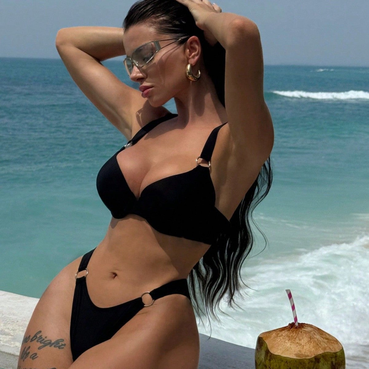 Solid Color Hard Bag Bikini Split Swimsuit Bella Mia