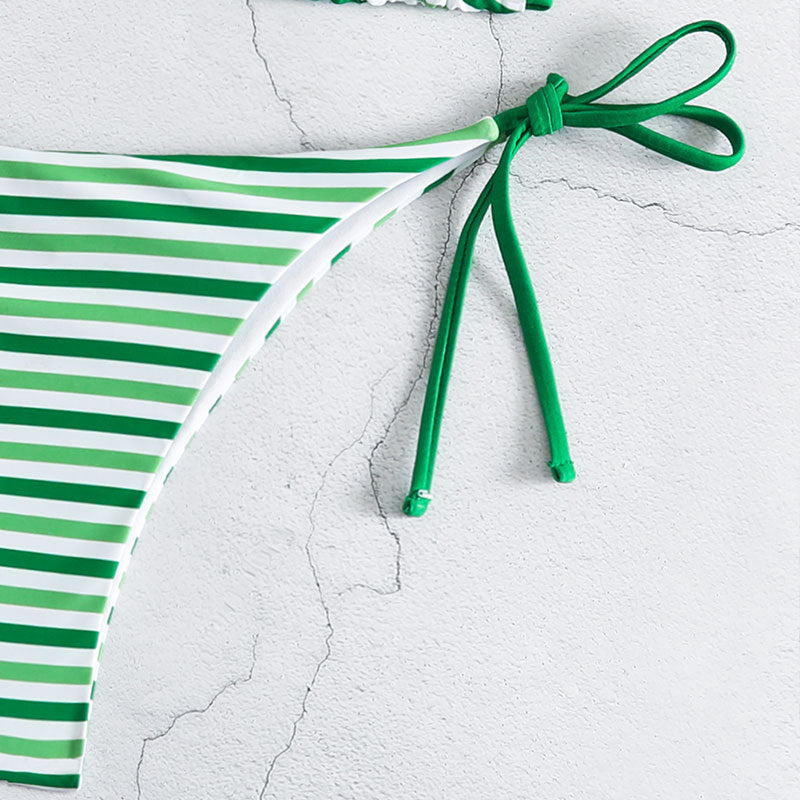 Striped Sexy Lace up Bikini Split Swimsuit Women Three Point Bikini Swimming Set Bella Mia