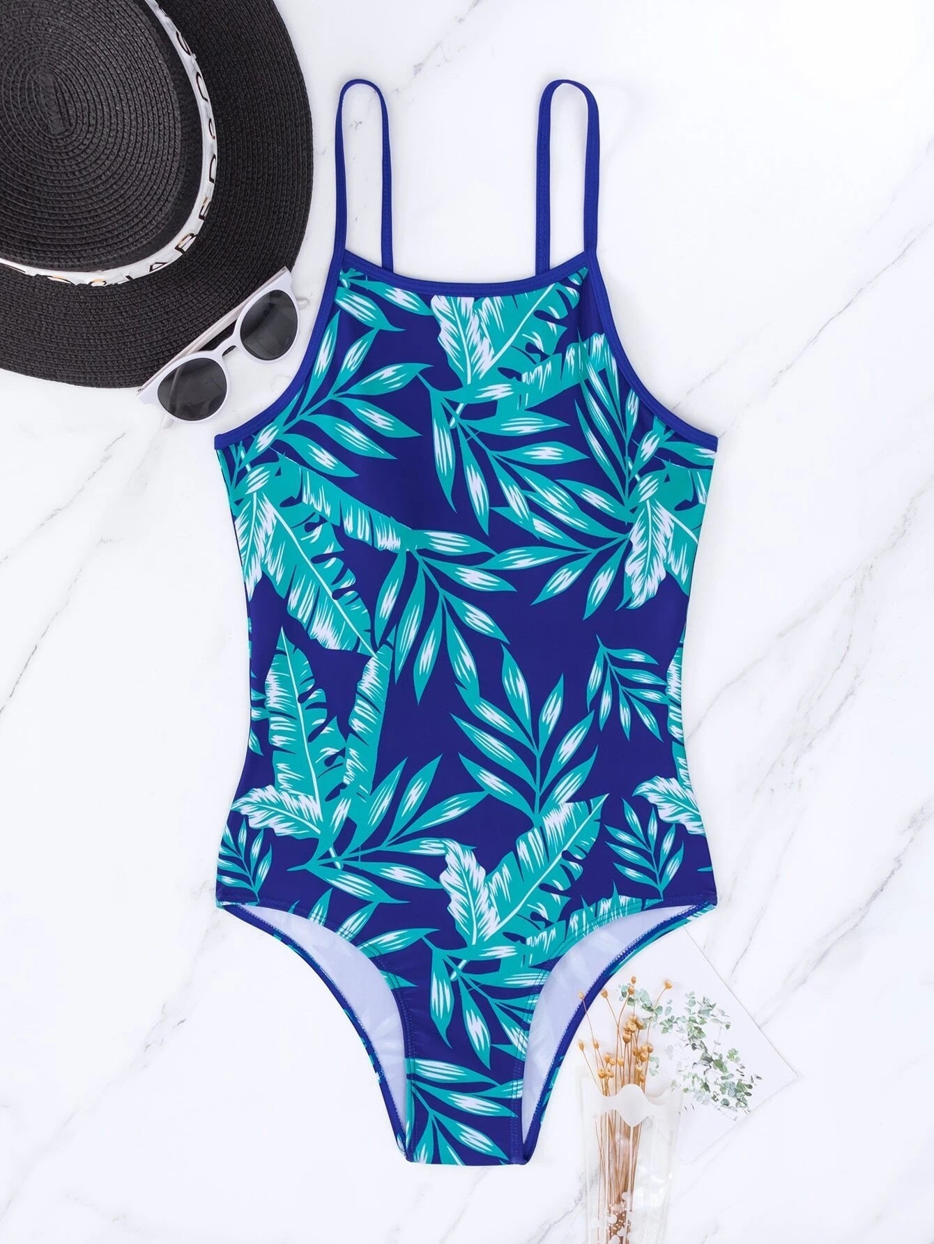 Leaf Printing Women Swimsuit Triangle One Piece Bikini Conservative Swimwear Bella Mia