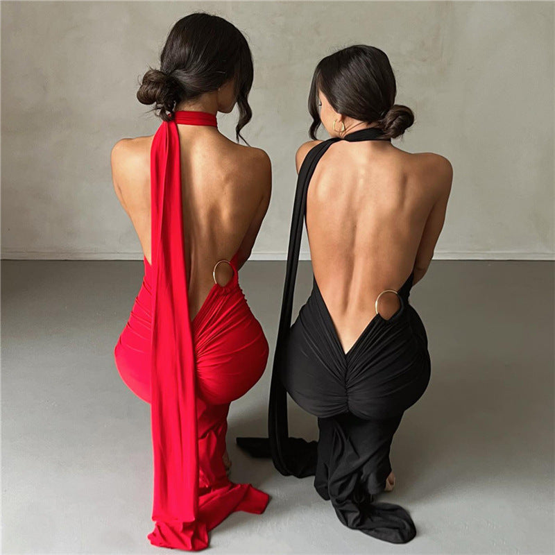 Summer Women Clothing Sexy Backless Halter Sheath Slim Fit Evening Dress Dress for Women Bella Mia
