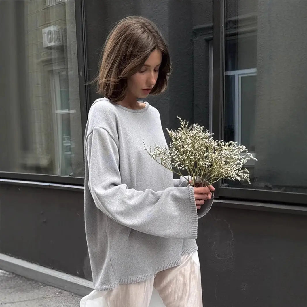 Cotton Pullover Autumn Winter Backless Sweater Loose Knitted Pullover Sweater for Women Bella Mia