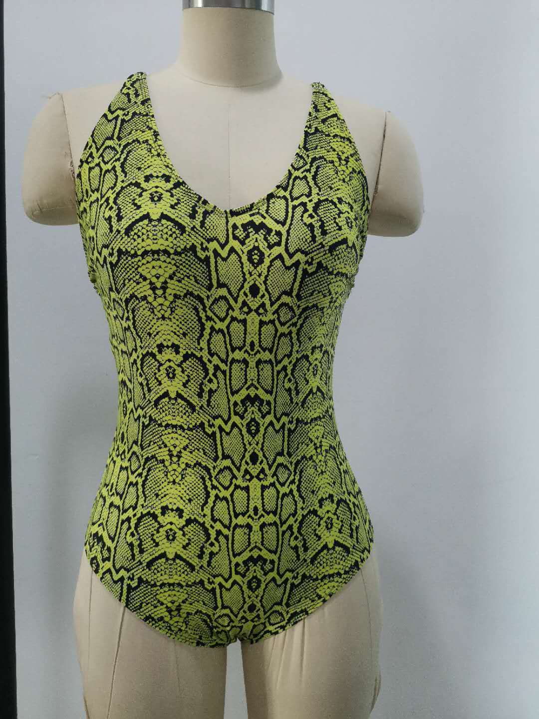 One Piece Swimsuit Sexy Deep V Plunge Yellow Bottom Small Floral Print Spring Bathing Suit Movable Strap Swimsuit Bella Mia