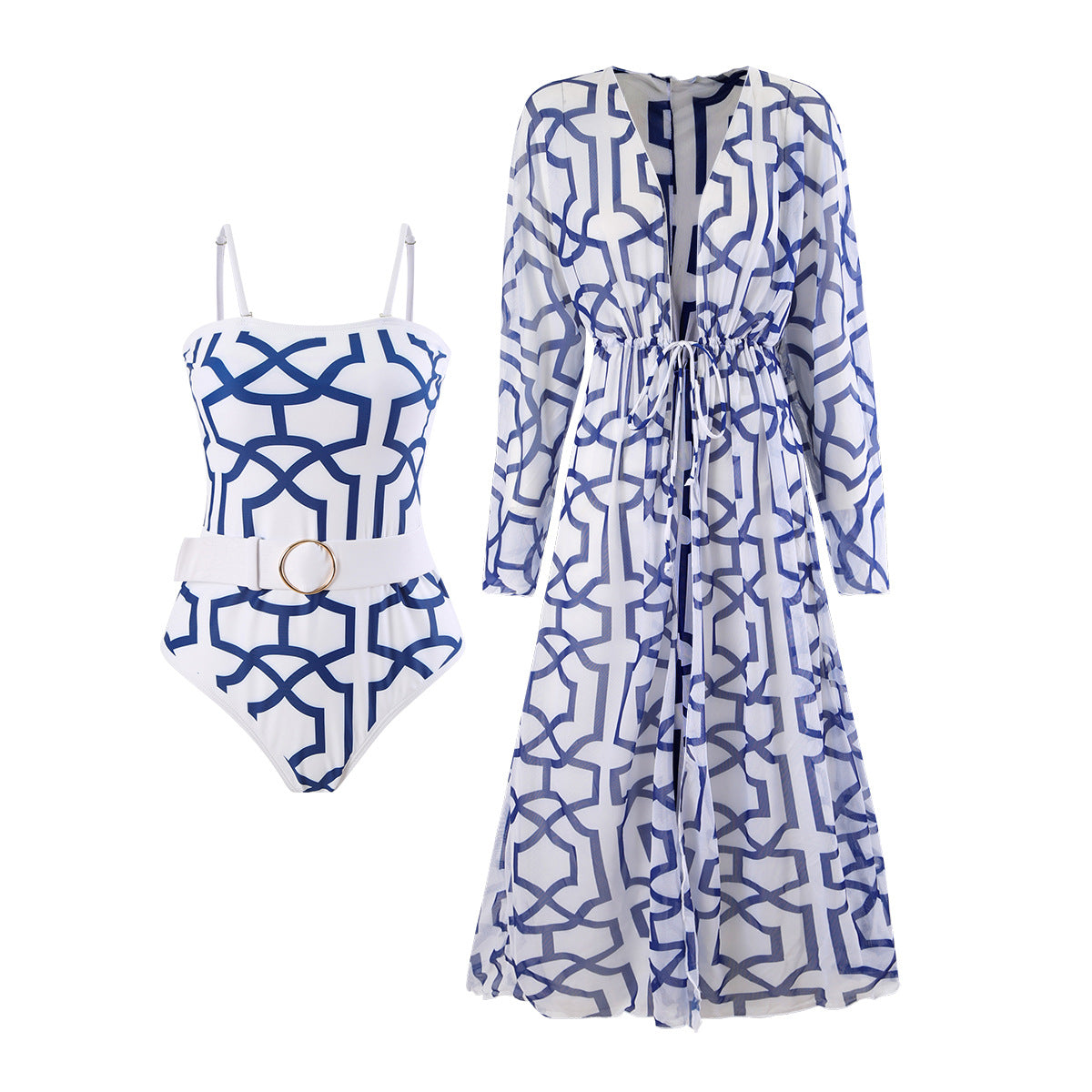 Two Piece Swimsuit Digital Printing Belly Belt Oversized Blouse Swimsuit for Women Bella Mia