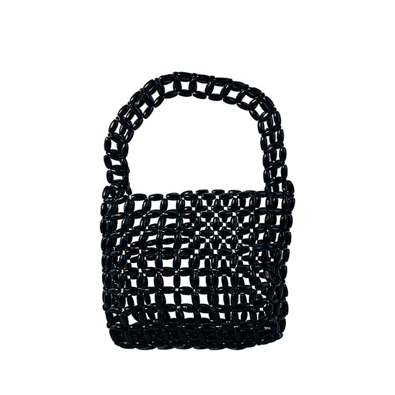 Hand Woven Bag Wooden Bead Handmade Bag Retro High Sense Niche Handbag Small Square Bag Bella Mia