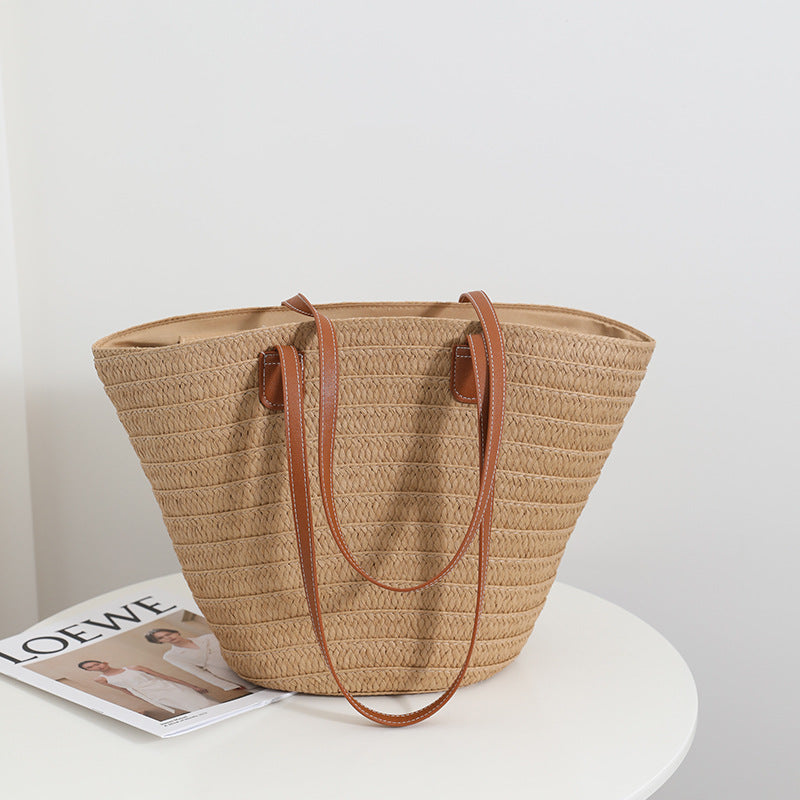 Simple Shoulder Straw Bag Large Capacity Straw Bag Woven Bag Tote Bag Women Seaside Vacation Beach Bag Bella Mia