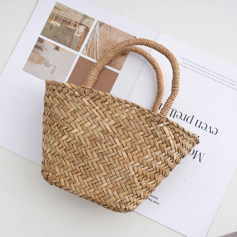 Natural Mitsubishi Grass Hand Woven Bag Straw Bag Simple Handbag Hand Bag Vegetable Basket Bag Women Bella Mia
