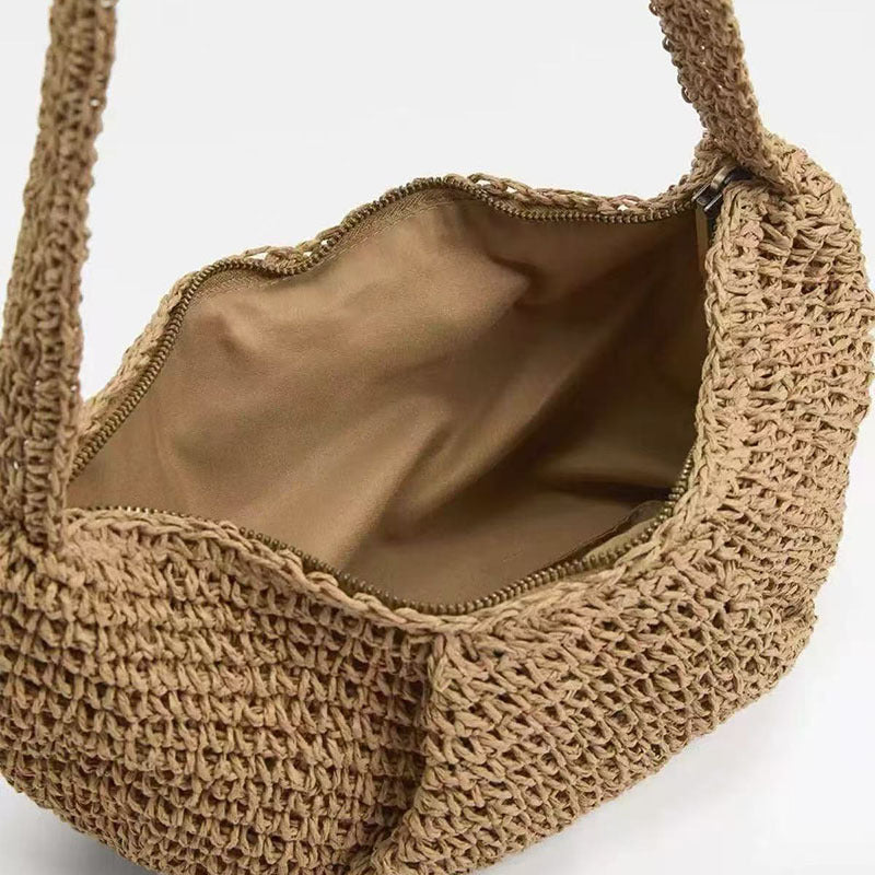 Casual Crossbody Straw Bag Niche Dumpling Bag Woven Bag Vacation Beach Bag All Match Chest Bag Bella Mia