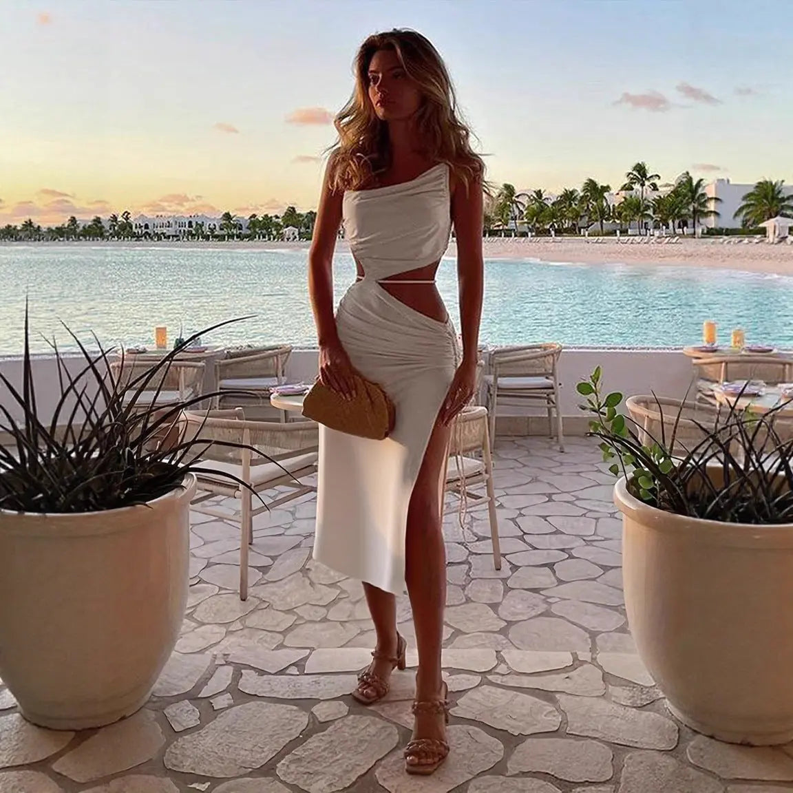 Women Clothing Sling Sexy Waist Trimming Lace up Dress Bella Mia