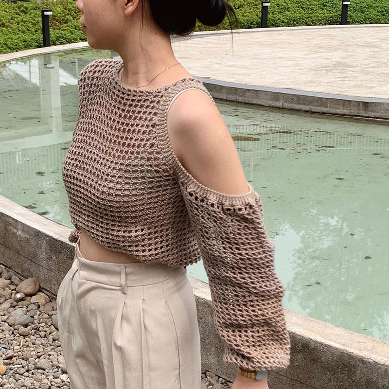 Summer Beach Women Solid Color Sexy Knitted Hollow Out Cutout Bikini Swimsuit Sun Protection Outer Wear Bella Mia