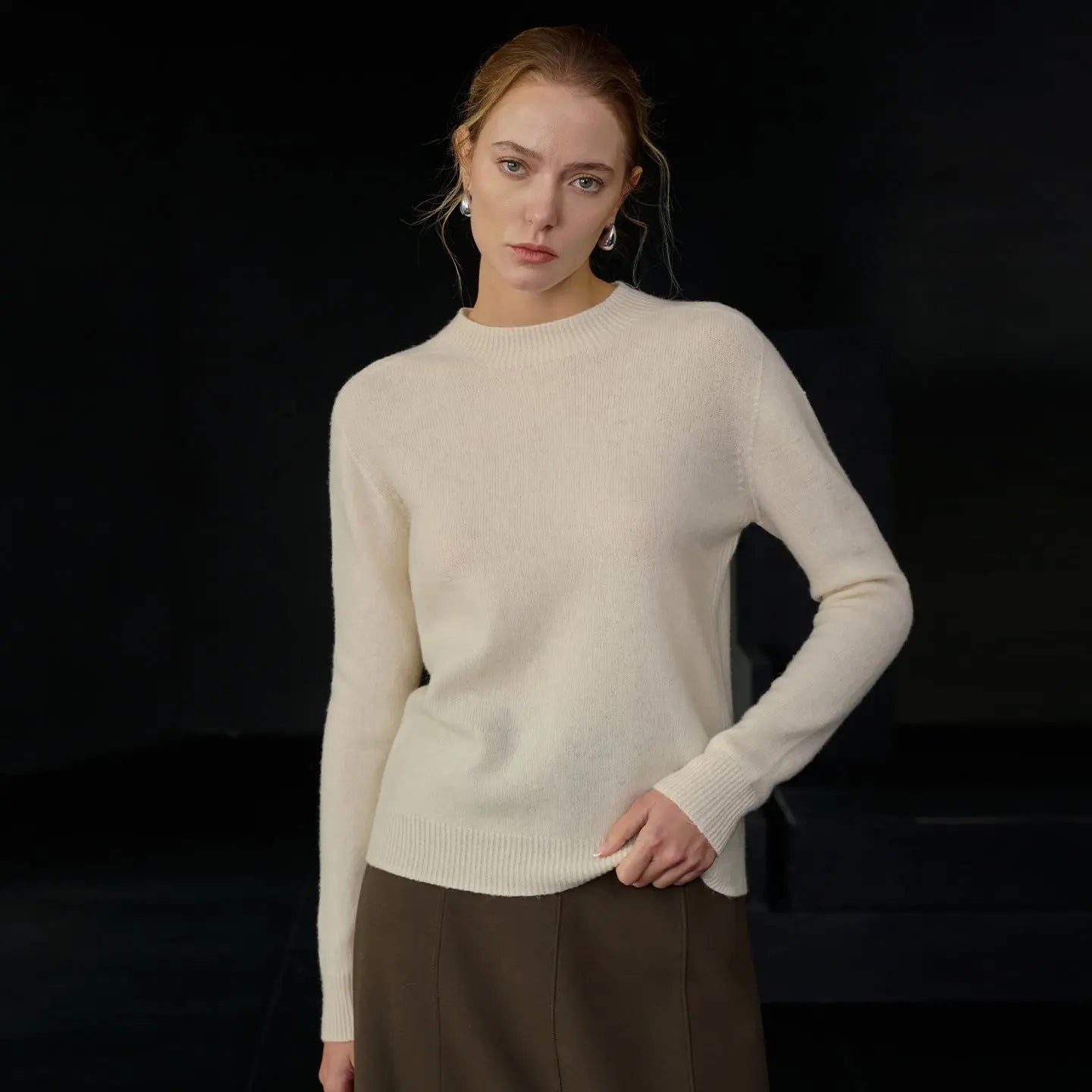 Wool Solid Color Sweater Women Autumn Winter Warm Elegant Half Turtleneck Knitted Long Sleeved Top Bella Mia