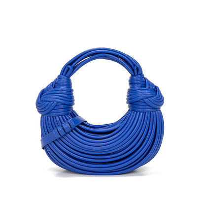 Hand Woven Faux Leather Portable Crescent Women Bag Knotted Noodles Bag Hand Carrying Cloud Underarm Bag
