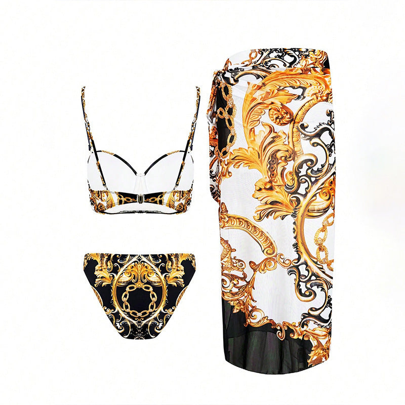 Swimsuit Printed Bikini Three Piece Swimsuit Women Spring Vacation Beach Dress Bella Mia