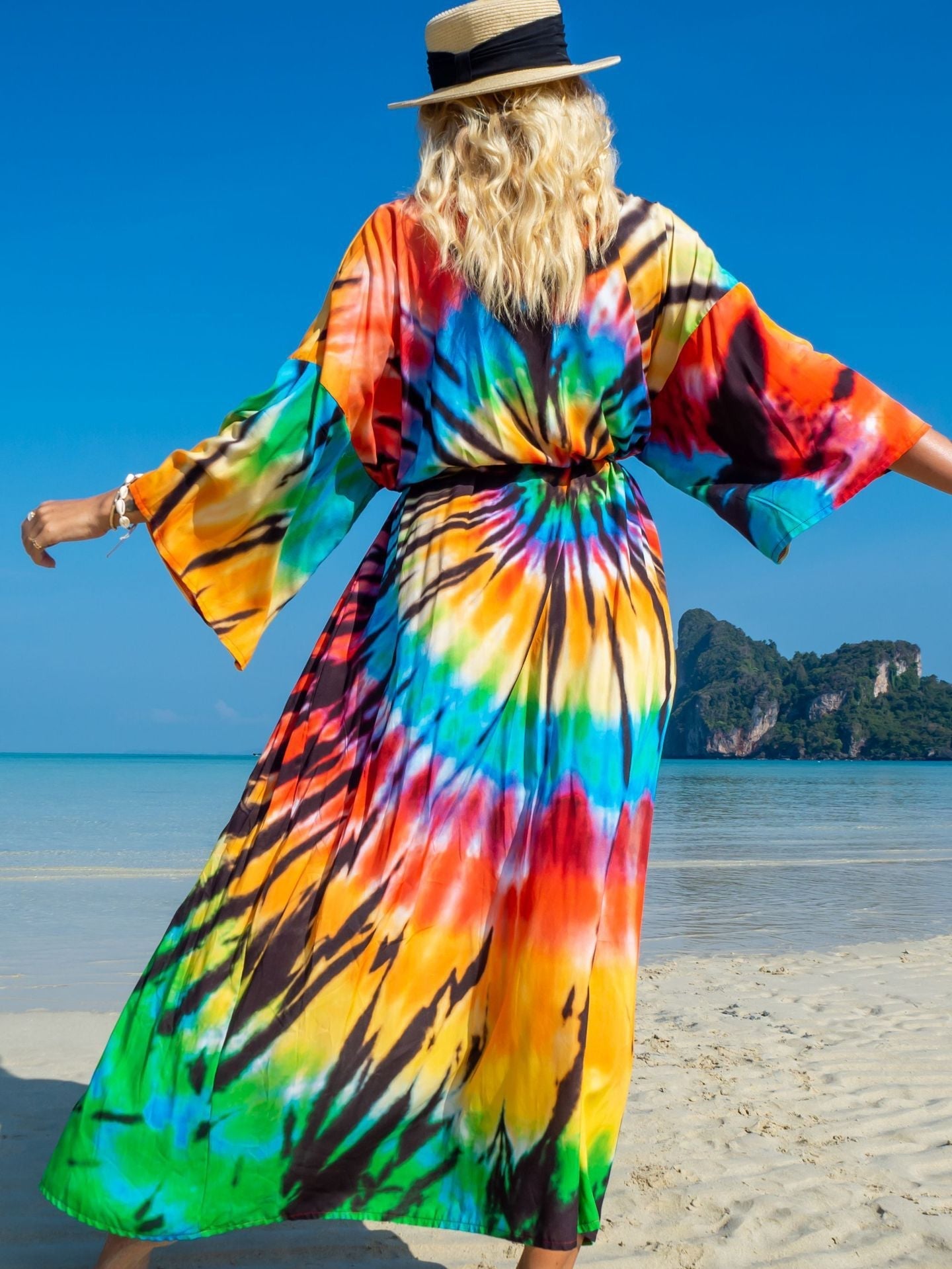 Rayon Printed Cardigan Holiday Casual Beach Bikini Cover Colors Bella Mia