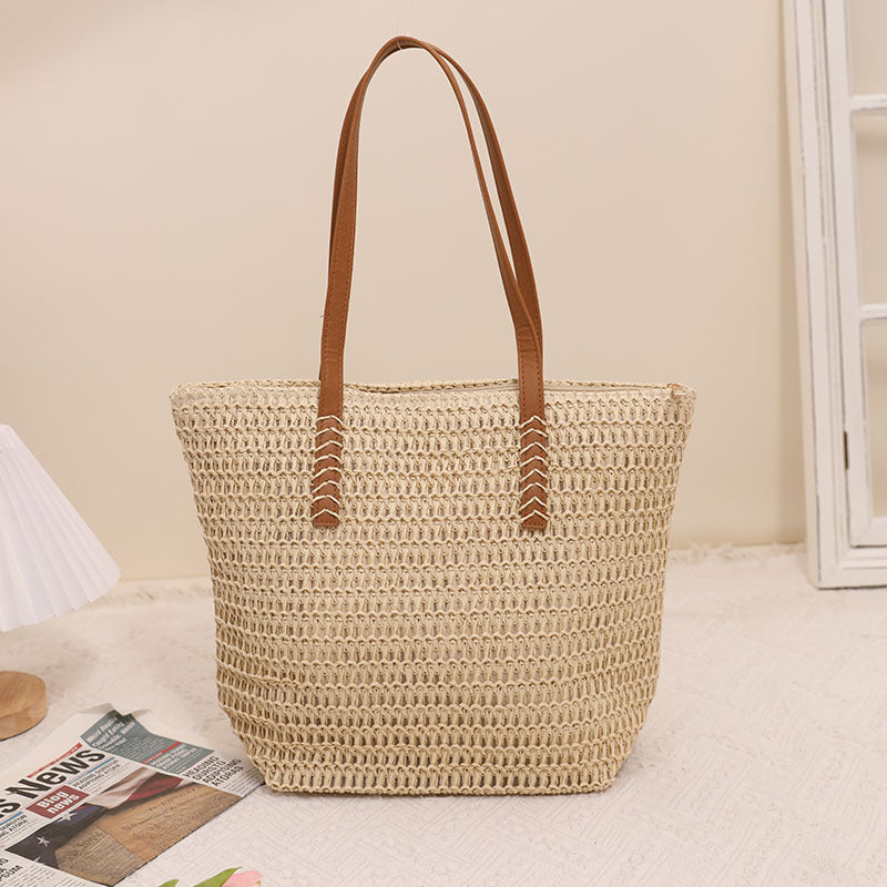 Simple Shoulder Large Capacity Straw Bag Women Summer Straw Bag Woven Bag Seaside Vacation Beach Bag Rattan Weave Bag Bella Mia