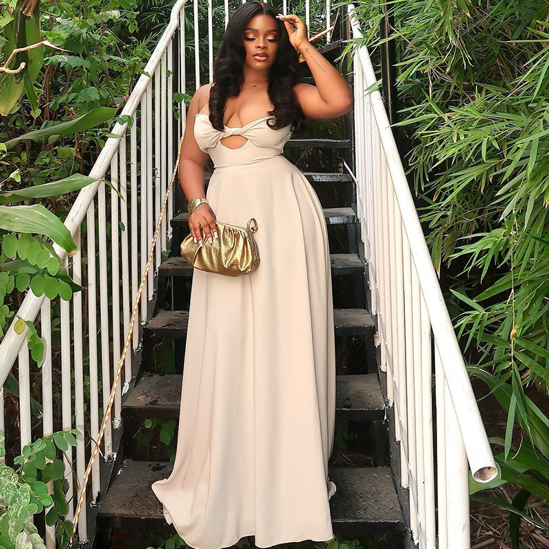 Women Clothing Soft Solid Color Light Floating Princess Dress Elegant Graceful Sling Sleeveless Length Dress Bella Mia