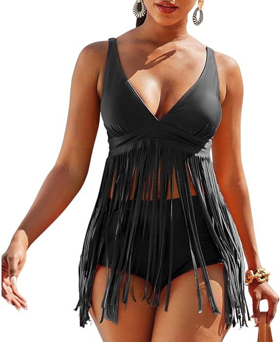 Women Seperated Swimwear Solid Color Tassel Sexy Bikini Swimsuit Bikini Bella Mia