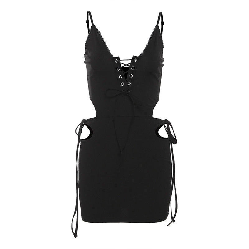 Spring Summer Women Clothing Sexy Personalized Sexy Bandage Design Cutout Sling Dress Bella Mia