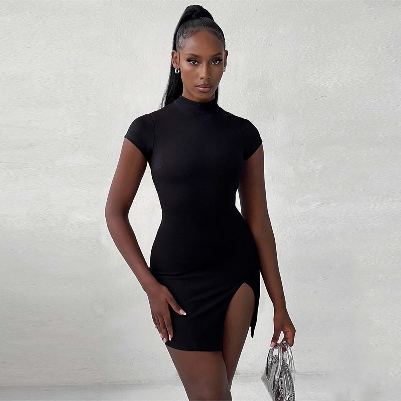 Split Dress Summer Short Sleeve High Neck Sexy Backless Cami Dress Bella Mia