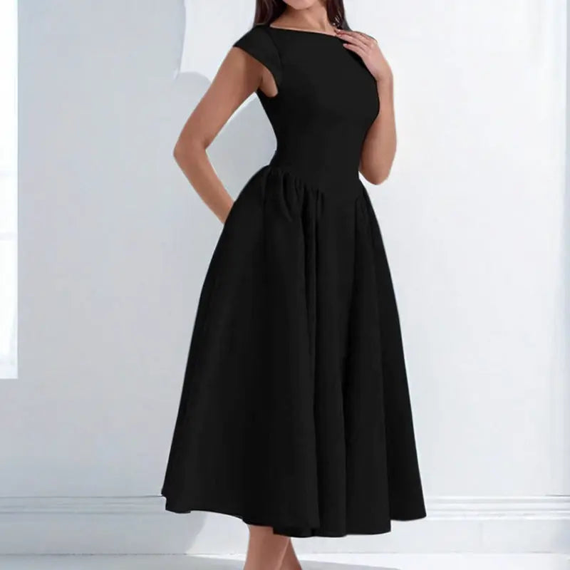 Spring French Sexy Elegant Waist Slimming Sleeveless Back Hollow Out Cutout Dress Bella Mia