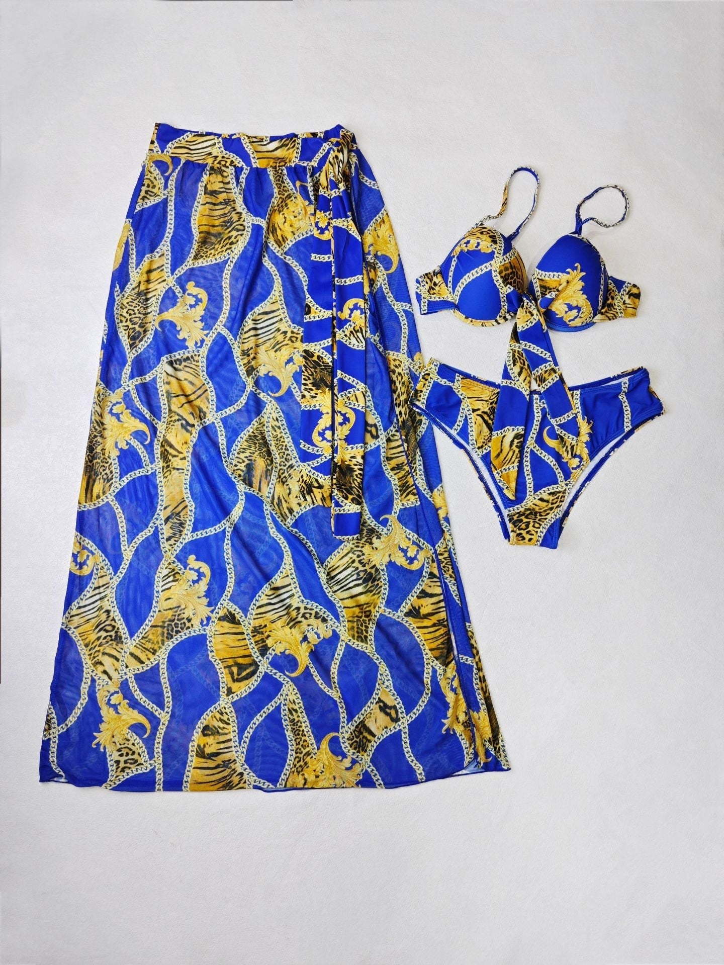 Women Swimwear Color Printed Three Piece Set Bikini Bella Mia