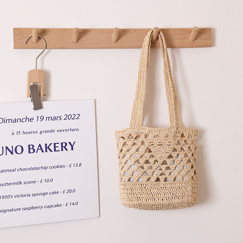 Raffia Shoulder Straw Bag Simple Solid Color Hollow Out Cutout Straw Bag Woven Bag Vacation Beach Bag Women Bag Bella Mia
