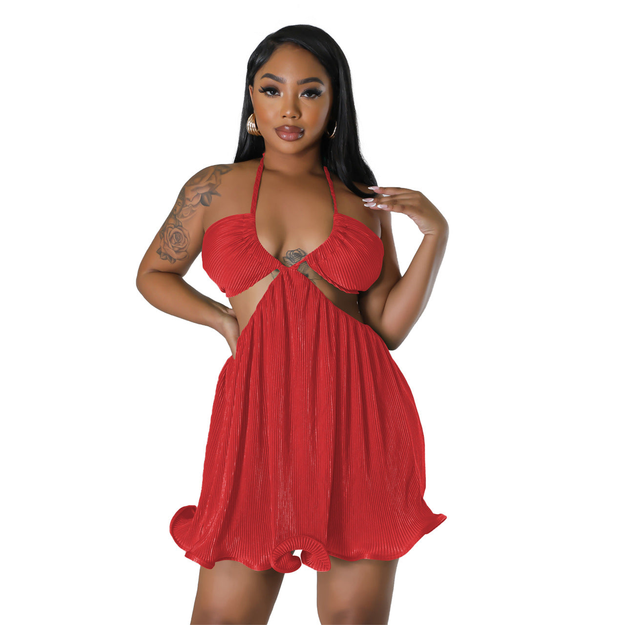 Women Clothing Sexy off Shoulder Pleated Ruffled Dress Women Clothing Bella Mia