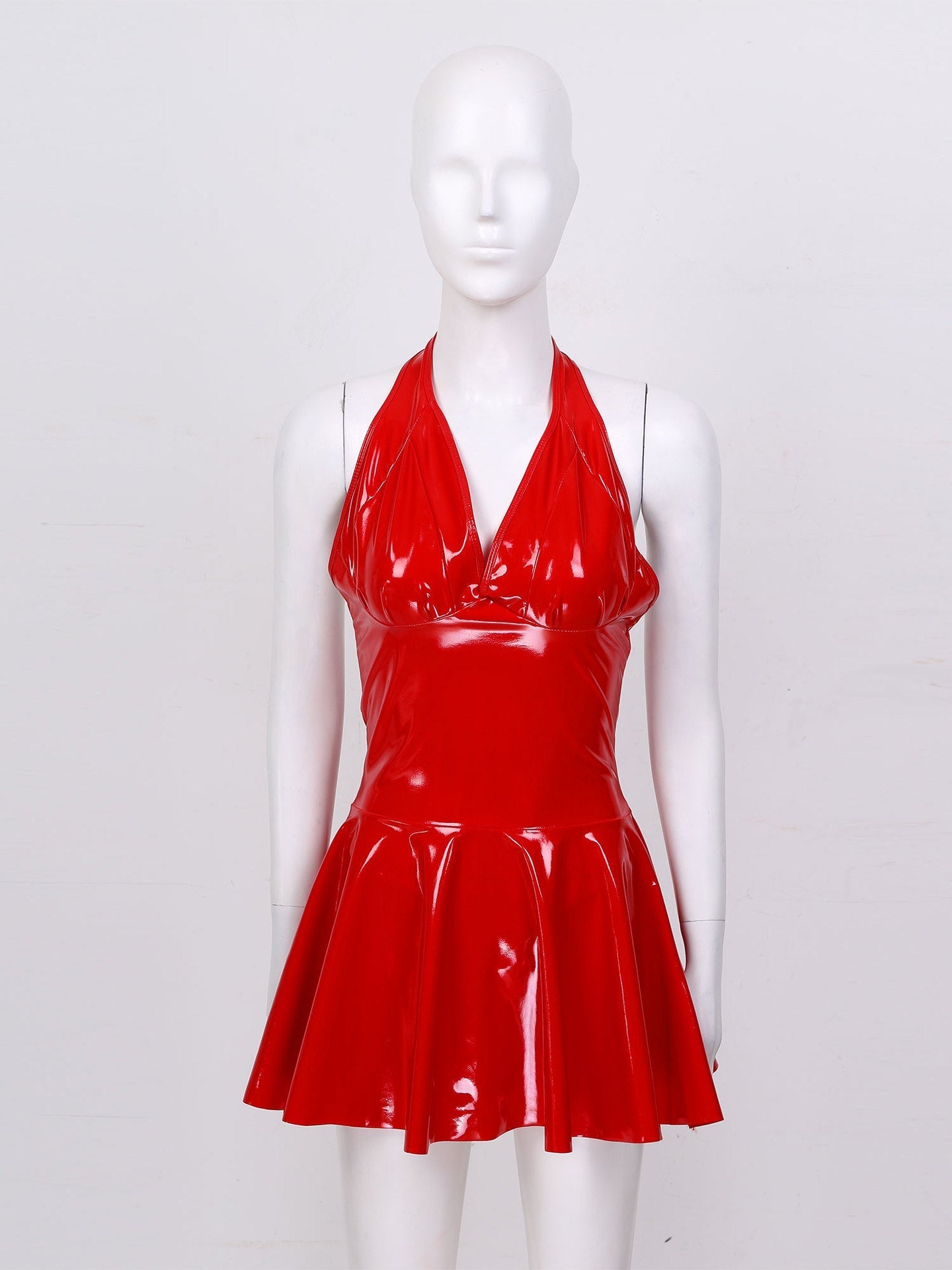 Sexy Backless Imitation Faux Leather Skirt Sexy Suit Bella Mia