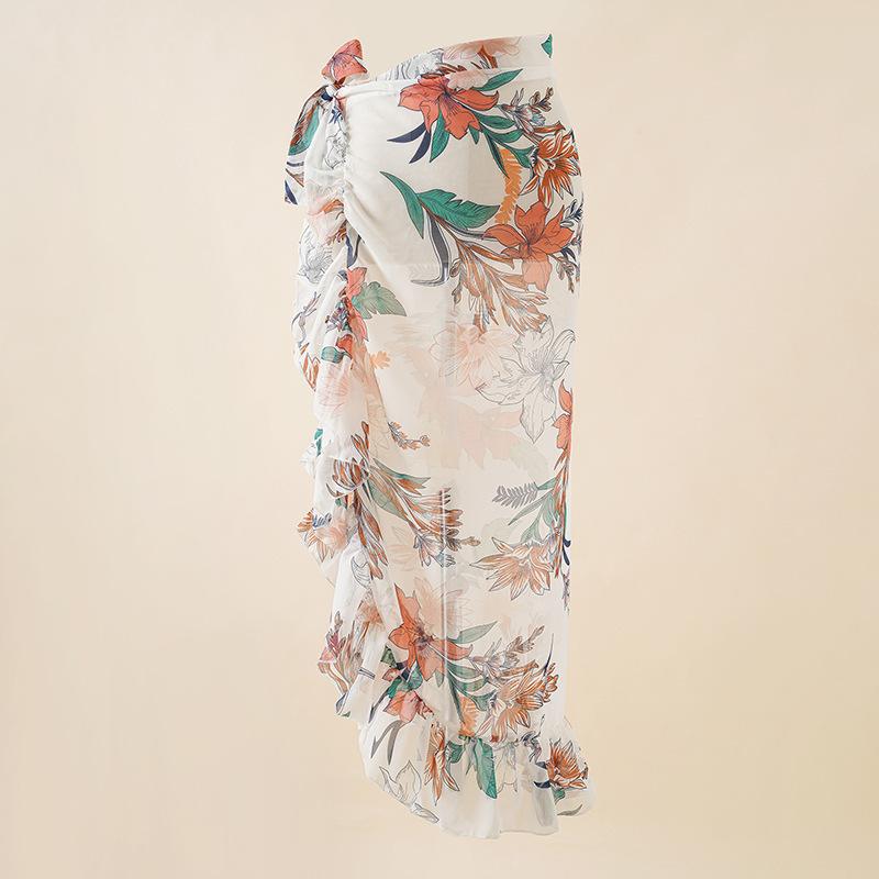 Chiffon Printed Beach Cover up Sexy Slit Skirt Vacation Skirt Beach Cover Up Women Bella Mia