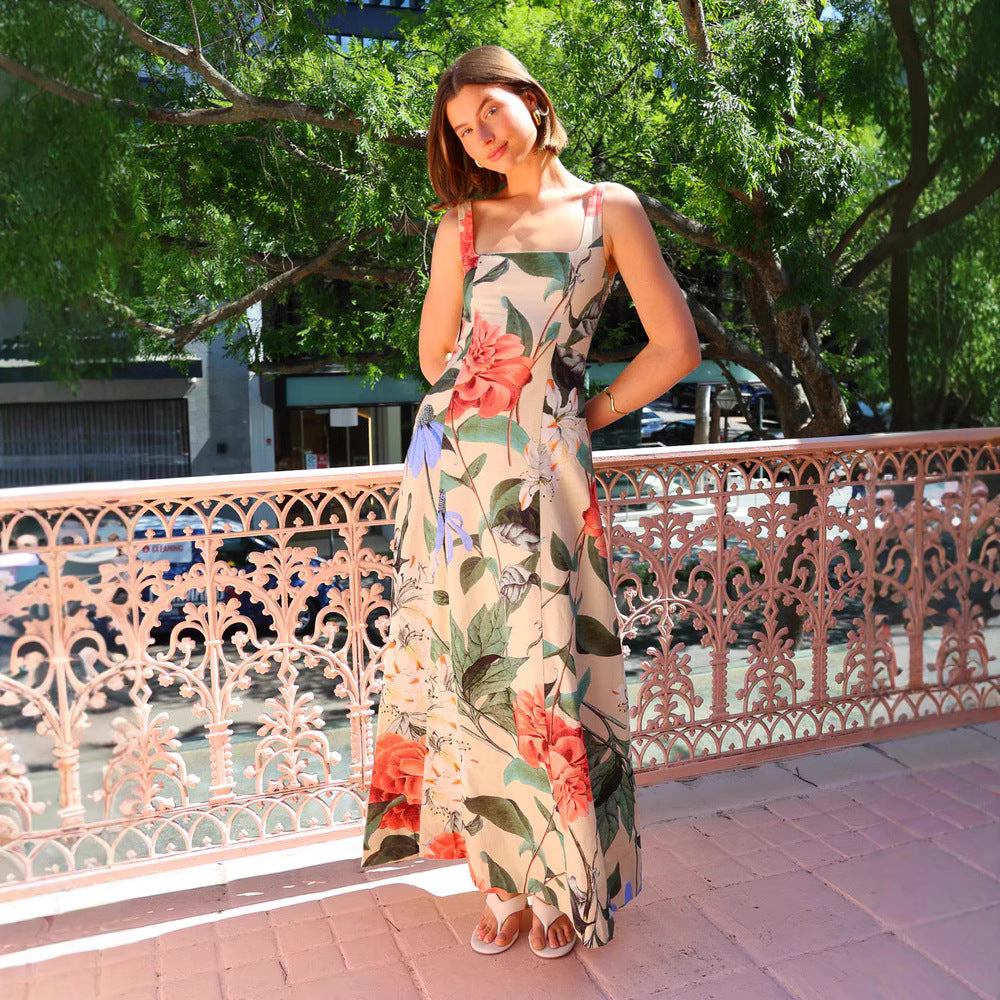 Summer Dress Printed Spaghetti Straps Slimming Dress Bella Mia