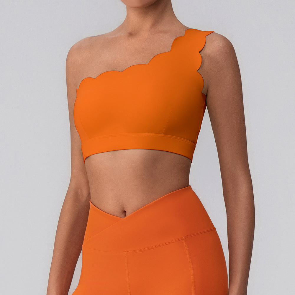 Nude Feel Lace with Chest Pad Yoga Jacket Medium Tenacity Shockproof Fitness Vest Shoulder Belt Sports Bra Bella Mia