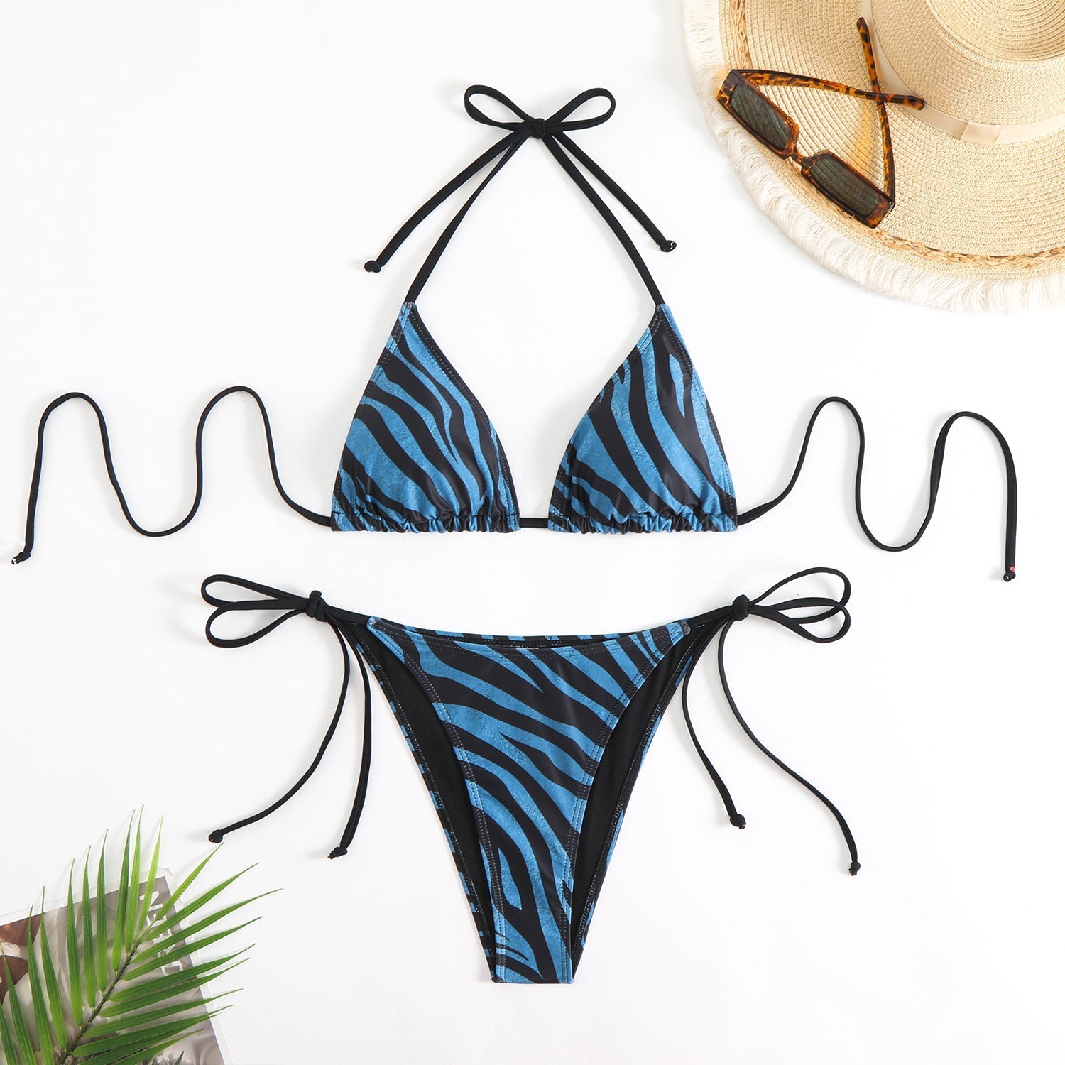 Bikini Zebra Pattern Sexy Backless Lace up Swimsuit Women Split Bikini Bella Mia