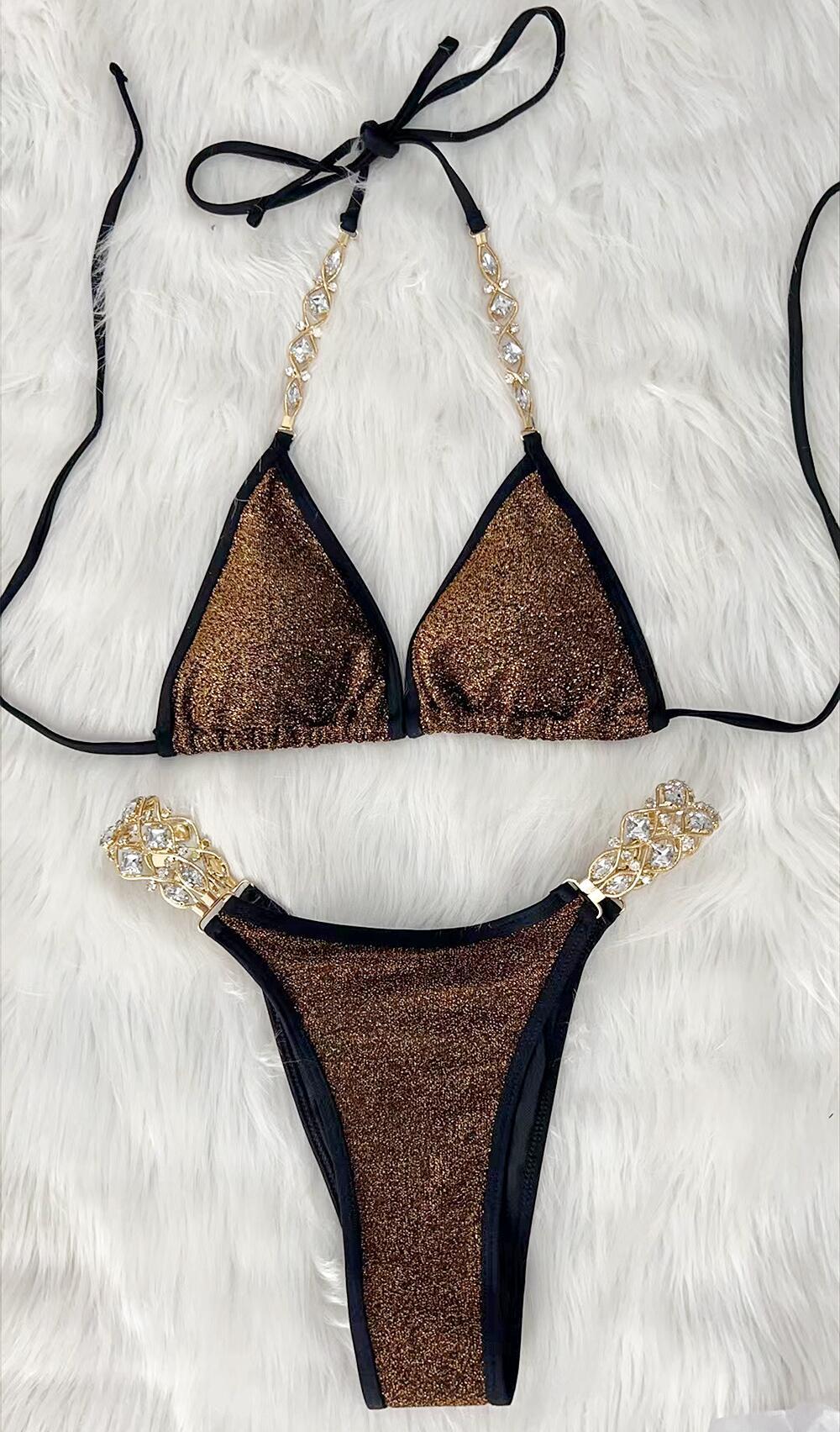 Beach Vacation Bikini Crystal Diamond Women Split Swimsuit Bella Mia