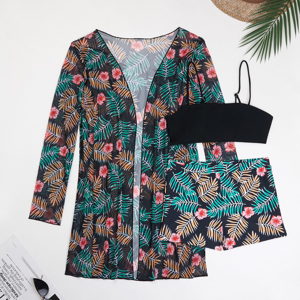 Swimsuit Printed Split Three Piece Long Sleeve Bikini Swimsuit Bella Mia