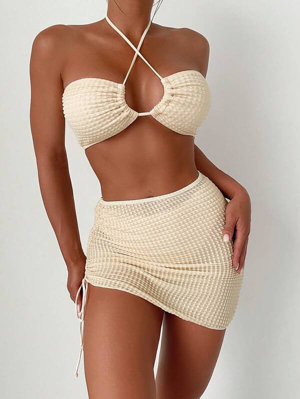 Bikini Drawstring Backless Three Piece Sexy Bikini Swimsuit Swimwear Women Bella Mia